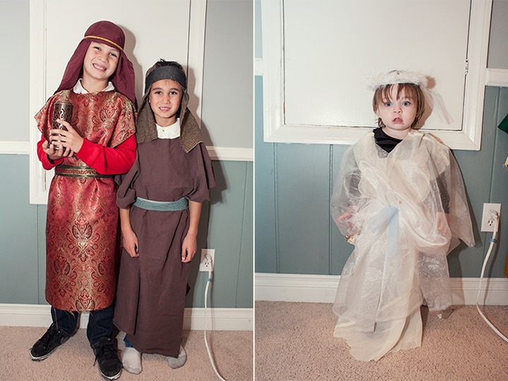 Handmade nativity scene costumes